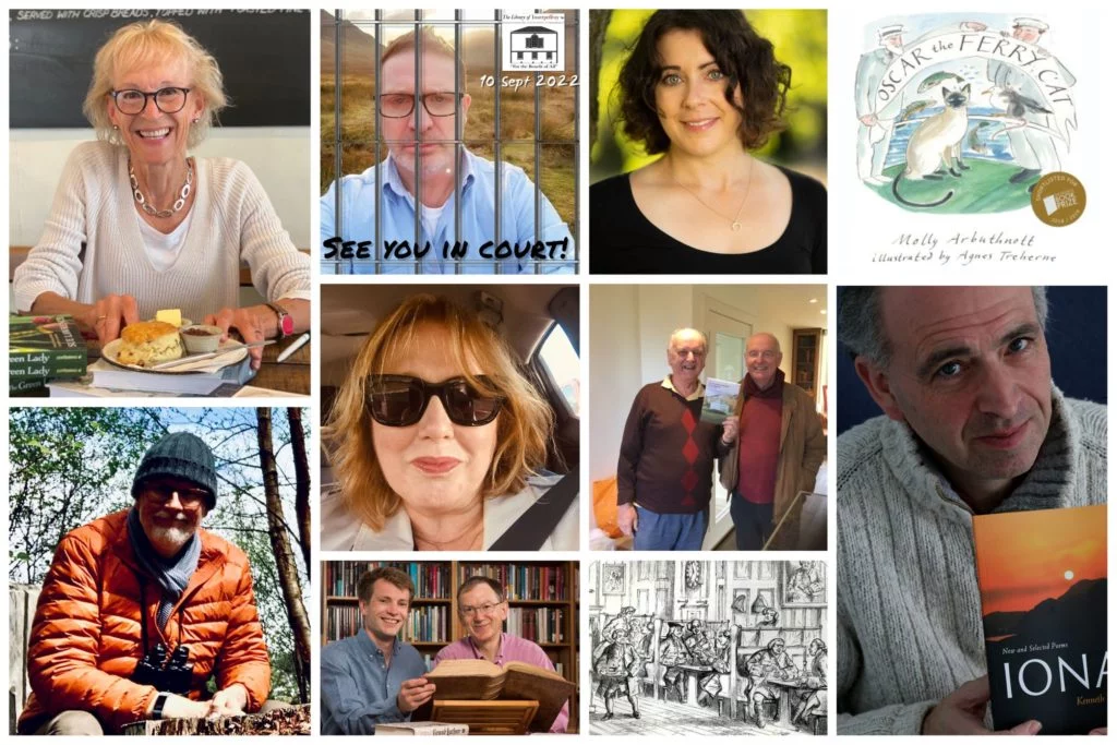 Collage of author and book images from the Innerpeffray Festival of Reading programme.
