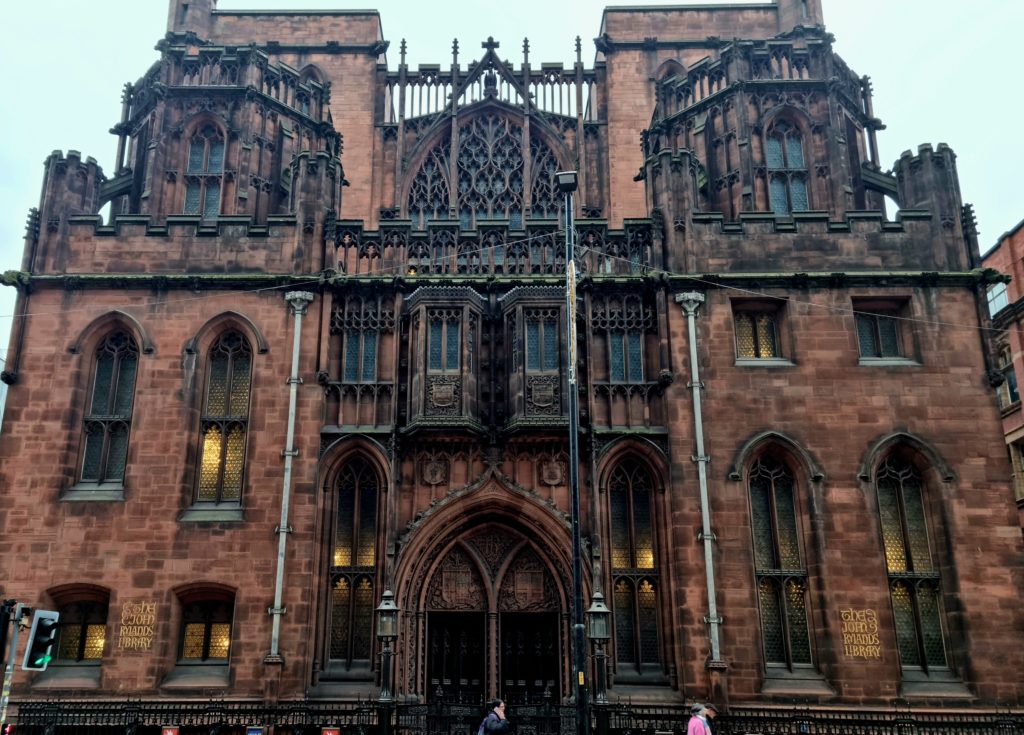 Exterior of The John Rylands Library, Manchester.