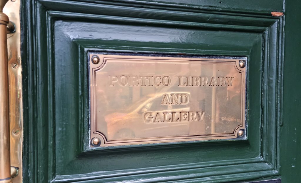 Portico Library and Gallery sign