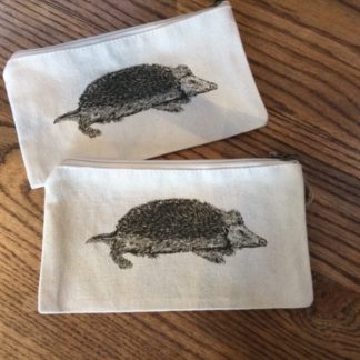 two canvas pencils cases with hedgehog print