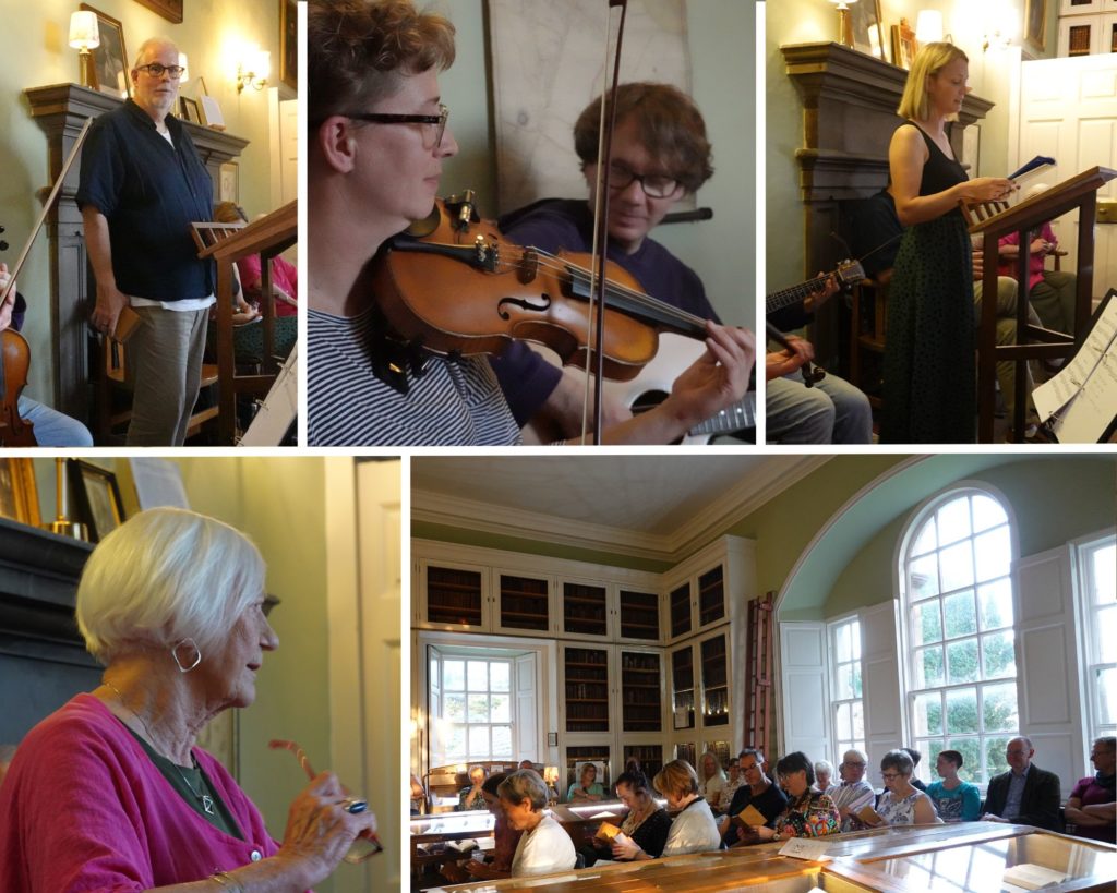 Collage of five images of performers at 'Wild Words, Read Aloud': Jim C. Mackintosh, Karys Watt, Dave Macfarlane, Julie McNeill and Dolina MacLennan